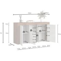 Garnero Arredamenti Credenze Moderne|Madie Moderne-Madia moderna 155x85h cm antracite rovere Block Antracite - Rovere
