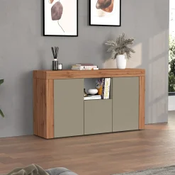 Garnero Arredamenti Credenze Moderne|Madie Moderne-Madia moderna 155x85h cm tortora rovere Block Tortora - Rovere