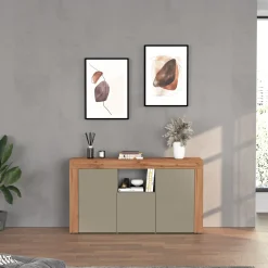 Garnero Arredamenti Credenze Moderne|Madie Moderne-Madia moderna 155x85h cm tortora rovere Block Tortora - Rovere