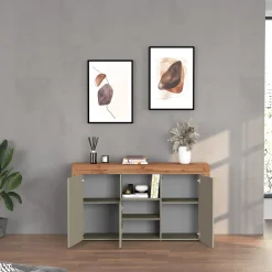 Garnero Arredamenti Credenze Moderne|Madie Moderne-Madia moderna 155x85h cm tortora rovere Block Tortora - Rovere