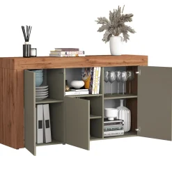 Garnero Arredamenti Credenze Moderne|Madie Moderne-Madia moderna 155x85h cm tortora rovere Block Tortora - Rovere