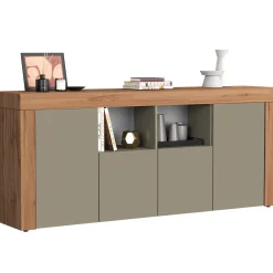 Garnero Arredamenti Credenze Moderne|Madie Moderne-Madia moderna 200x85h cm tortora rovere Block Tortora - Rovere