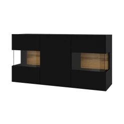 Garnero Arredamenti Credenze Moderne|Madie Moderne-Madia sospesa 120x62h cm moderna nero rovere Fusion