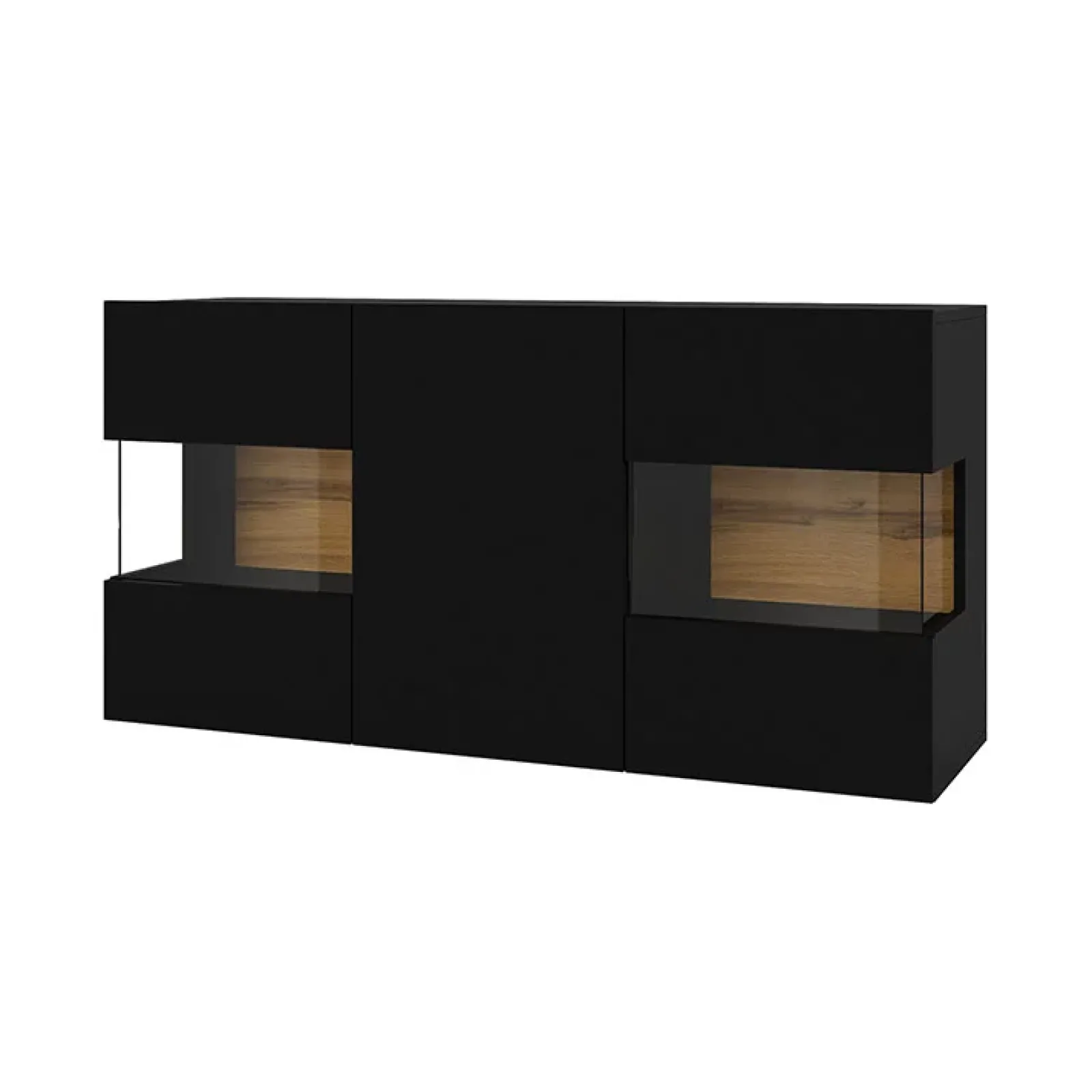 Garnero Arredamenti Credenze Moderne|Madie Moderne-Madia sospesa 120x62h cm moderna nero rovere Fusion