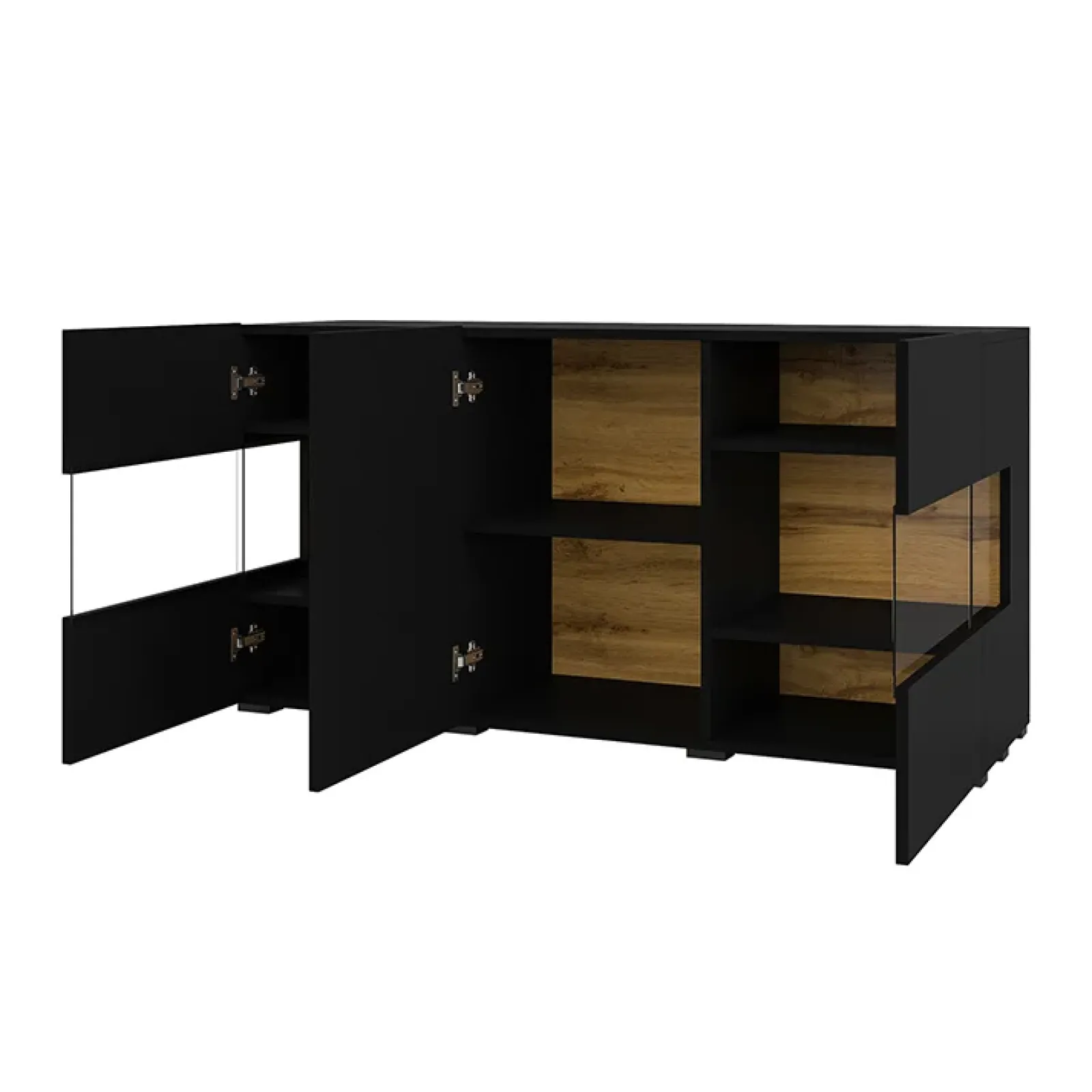 Garnero Arredamenti Credenze Moderne|Madie Moderne-Madia sospesa 120x62h cm moderna nero rovere Fusion