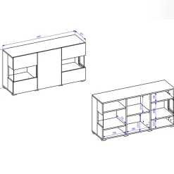 Garnero Arredamenti Credenze Moderne|Madie Moderne-Madia sospesa 120x62h cm moderna nero rovere Fusion