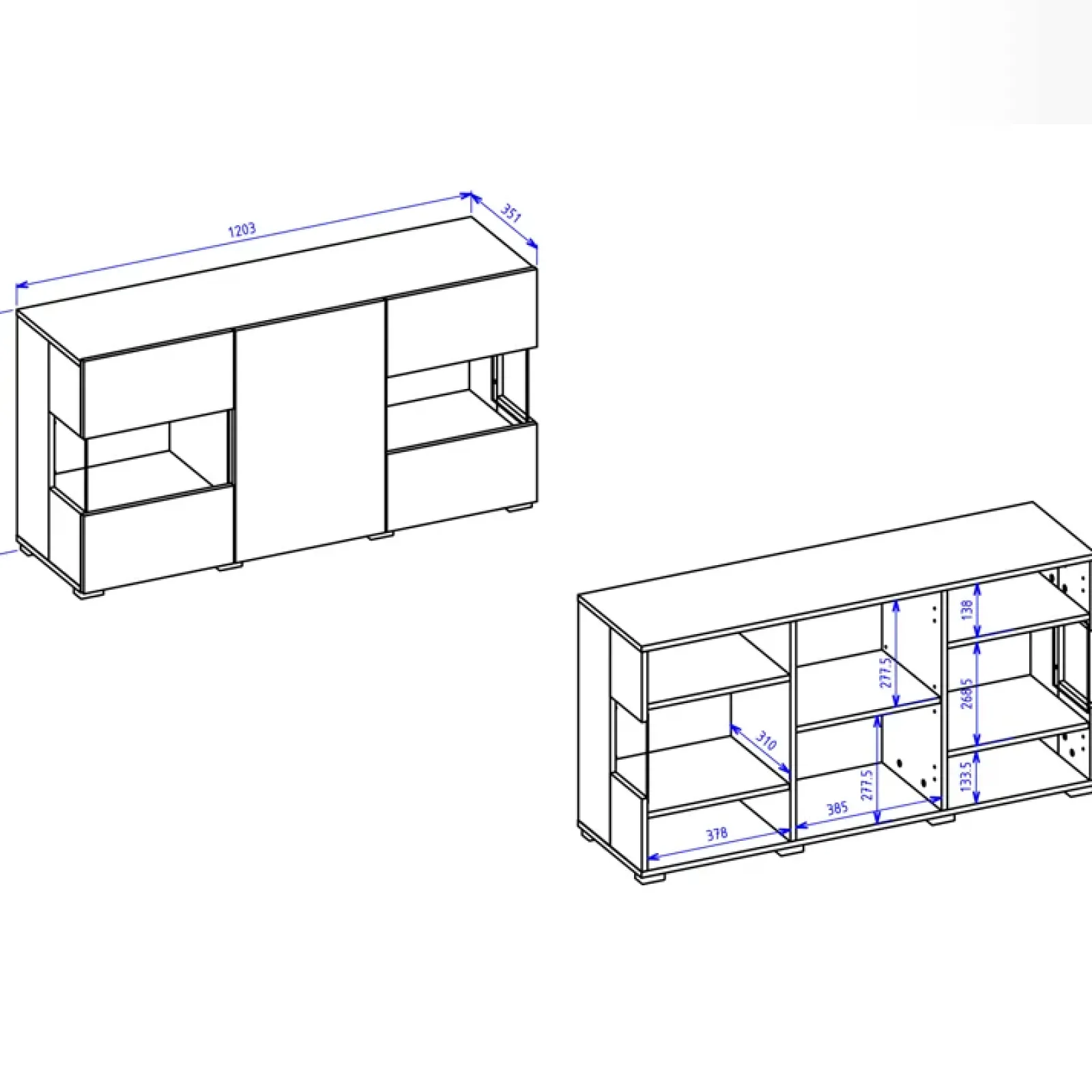 Garnero Arredamenti Credenze Moderne|Madie Moderne-Madia sospesa 120x62h cm moderna nero rovere Fusion