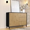 Garnero Arredamenti Credenze Moderne|Madie Moderne-Madia 120x90h cm 1 anta 3 cassetti rovere nero Hans
