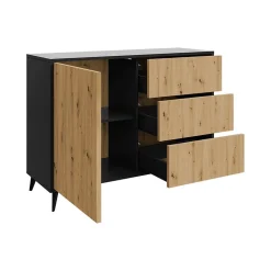 Garnero Arredamenti Credenze Moderne|Madie Moderne-Madia 120x90h cm 1 anta 3 cassetti rovere nero Hans