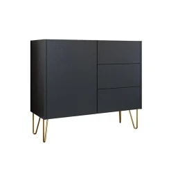 Garnero Arredamenti Madie Moderne|Madie Moderne-Madia 97x83h cm 1 anta 3 cassetti moderna grafite marmo nero Visby