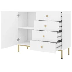 Garnero Arredamenti Madie Moderne|Madie Moderne-Madia 100x85h cm 1 anta 4 cassetti moderna Giuggiola Bianco Opaco