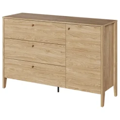 Garnero Arredamenti Madie Moderne|Madie Moderne-Madia 136x91h cm 1 anta 3 cassetti moderna  rovere Noor