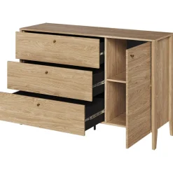 Garnero Arredamenti Madie Moderne|Madie Moderne-Madia 136x91h cm 1 anta 3 cassetti moderna  rovere Noor
