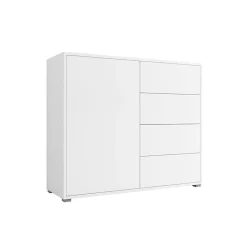 Garnero Arredamenti Madie Moderne|Madie Moderne-Madia 100x93h cm 1 anta 4 cassetti moderna bianco Eindhoven