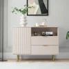 Garnero Arredamenti Madie Moderne|Madie Moderne-Madia 107x80h cm 1 anta 2 cassetti cannettato moderna beige Vanessa