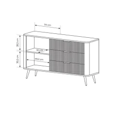 Garnero Arredamenti Madie Moderne|Madie Moderne-Madia 138x81h cm 1 anta 3 cassetti cannettato Ramis Nero Opaco
