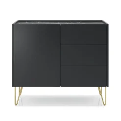 Garnero Arredamenti Madie Moderne|Madie Moderne-Madia 97x83h cm 1 anta 3 cassetti moderna nero effetto marmo Sirena