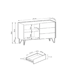 Garnero Arredamenti Madie Moderne|Madie Moderne-Madia 97x83h cm 1 anta 3 cassetti moderna nero effetto marmo Sirena