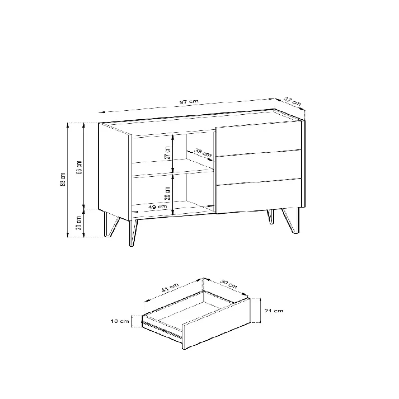 Garnero Arredamenti Madie Moderne|Madie Moderne-Madia 97x83h cm 1 anta 3 cassetti moderna nero effetto marmo Sirena