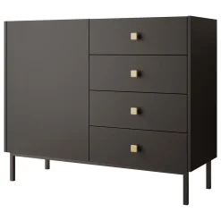 Garnero Arredamenti Madie Moderne|Madie Moderne-Madia 100x85h cm 1 anta 4 cassetti moderna Giuggiola Nero Opaco
