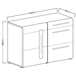 Garnero Arredamenti Credenze Moderne|Madie Moderne-Madia 120x86h cm 1 anta 3 cassetti soggiorno rovere nero Maiorca