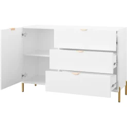 Garnero Arredamenti Credenze Moderne|Madie Moderne-Madia 125x85h cm 1 anta 3 cassetti con frontali decorati bianco  Amsterdam