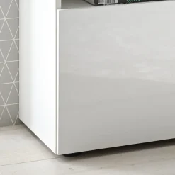 Garnero Arredamenti Credenze Moderne|Madie Moderne-Madia 111x82h cm 1 anta a ribalta 1 cassetto bianco opaco e lucido Steppi