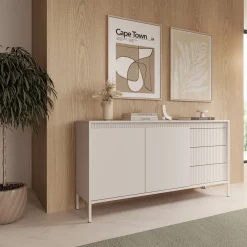 Garnero Arredamenti Madie Moderne|Madie Moderne-Madia 154x82h cm 2 ante 3 cassetti cannettato Ciar Beige