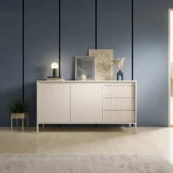 Garnero Arredamenti Madie Moderne|Madie Moderne-Madia 154x82h cm 2 ante 3 cassetti cannettato Ciar Beige