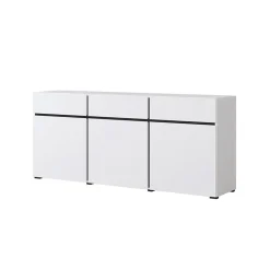 Garnero Arredamenti Credenze Moderne|Madie Moderne-Madia 180x78h cm 3 ante 3 cassetti moderna nero Lolla Bianco Opaco