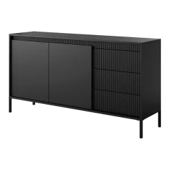 Garnero Arredamenti Madie Moderne|Madie Moderne-Madia 154x82h cm 2 ante 3 cassetti cannettato Ciar Nero Opaco