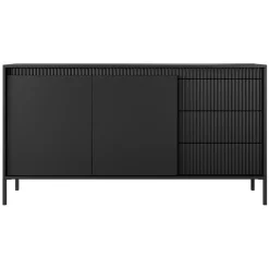 Garnero Arredamenti Madie Moderne|Madie Moderne-Madia 154x82h cm 2 ante 3 cassetti cannettato Ciar Nero Opaco