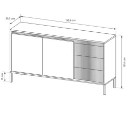 Garnero Arredamenti Madie Moderne|Madie Moderne-Madia 154x82h cm 2 ante 3 cassetti cannettato Ciar Nero Opaco