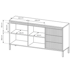 Garnero Arredamenti Madie Moderne|Madie Moderne-Madia 154x82h cm 2 ante 3 cassetti cannettato Ciar Nero Opaco
