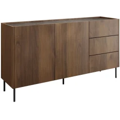 Garnero Arredamenti Madie Moderne|Madie Moderne-Madia 160x78h cm 2 ante 3 cassetti piano effetto marmo nero noce Caliva