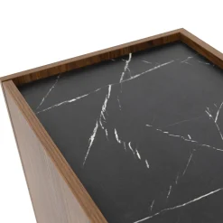 Garnero Arredamenti Madie Moderne|Madie Moderne-Madia 160x78h cm 2 ante 3 cassetti piano effetto marmo nero noce Caliva