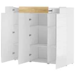 Garnero Arredamenti Credenze Moderne|Madie Moderne-Madia 147x132h cm 3 ante 1 cassetto soggiorno bianco lucido rovere Tahiti