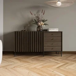 Garnero Arredamenti Madie Moderne|Madie Moderne-Madia 165x87h cm 2 ante 4 cassetti wengè Blackwood