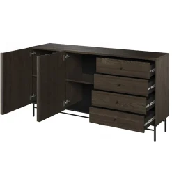 Garnero Arredamenti Madie Moderne|Madie Moderne-Madia 165x87h cm 2 ante 4 cassetti wengè Blackwood