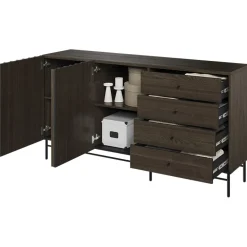 Garnero Arredamenti Madie Moderne|Madie Moderne-Madia 165x87h cm 2 ante 4 cassetti wengè Blackwood