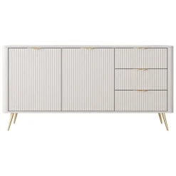 Garnero Arredamenti Madie Moderne|Madie Moderne-Madia 163x81h cm 2 ante 3 cassetti cannettato Ramis Beige