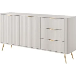 Garnero Arredamenti Madie Moderne|Madie Moderne-Madia 163x81h cm 2 ante 3 cassetti cannettato Ramis Beige