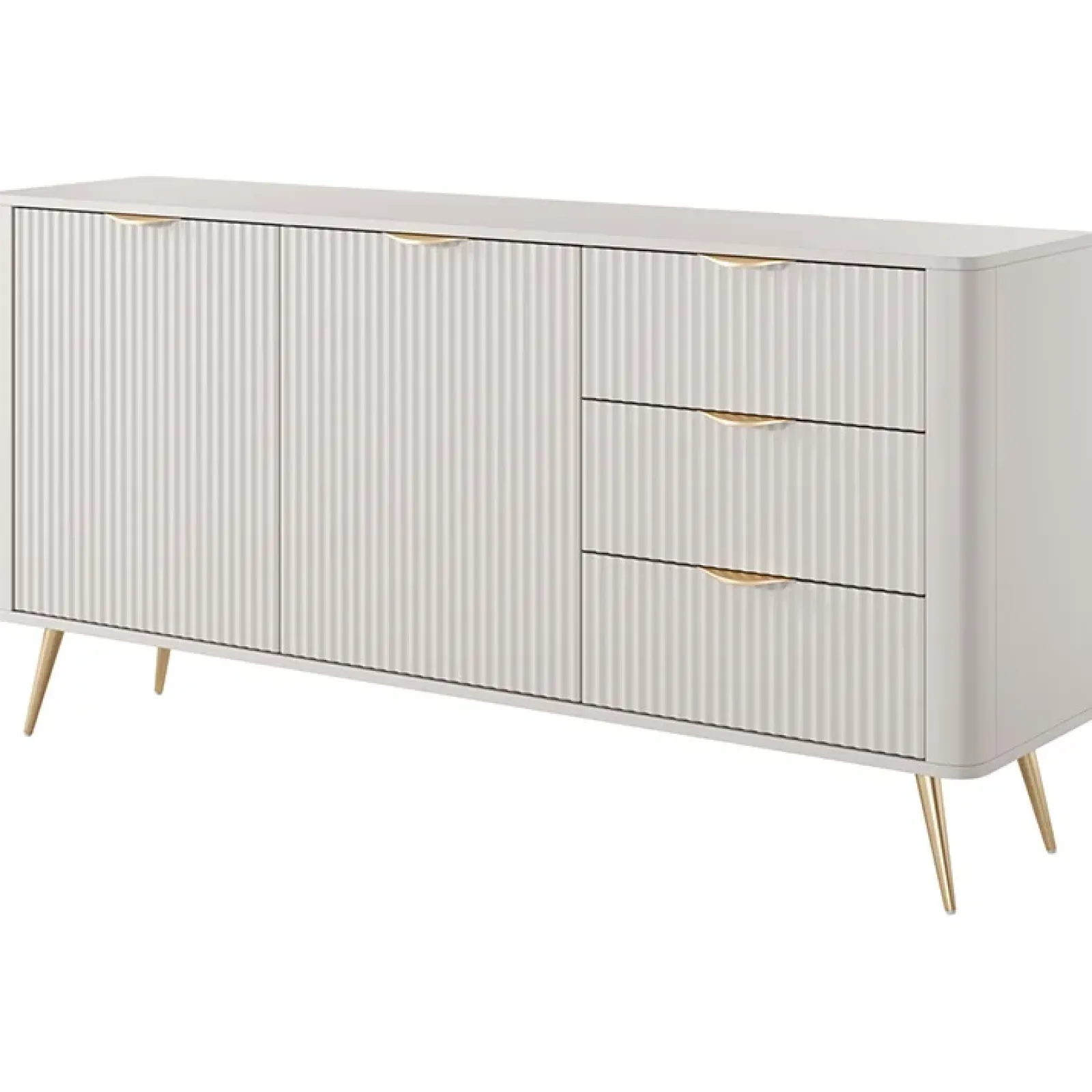 Garnero Arredamenti Madie Moderne|Madie Moderne-Madia 163x81h cm 2 ante 3 cassetti cannettato Ramis Beige