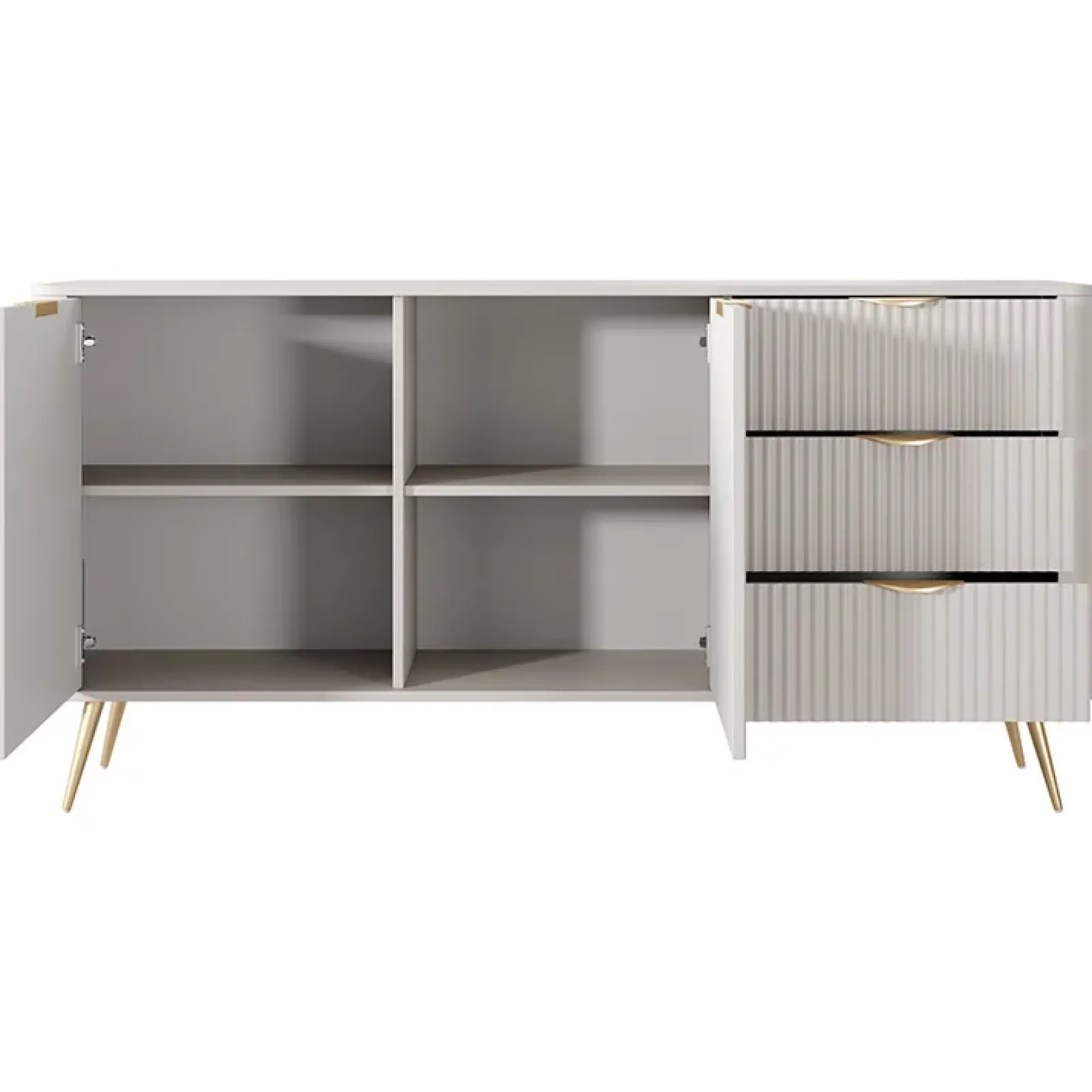 Garnero Arredamenti Madie Moderne|Madie Moderne-Madia 163x81h cm 2 ante 3 cassetti cannettato Ramis Beige