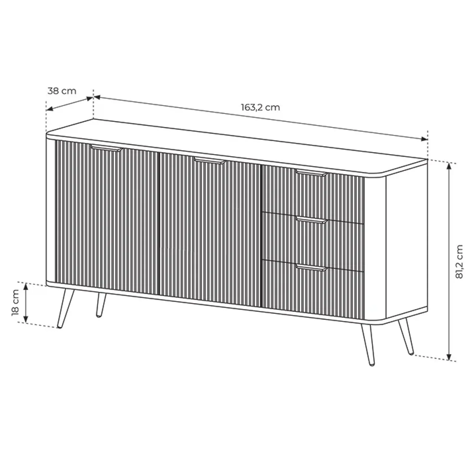 Garnero Arredamenti Madie Moderne|Madie Moderne-Madia 163x81h cm 2 ante 3 cassetti cannettato Ramis Beige