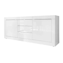 Garnero Arredamenti Credenze Moderne|Madie Moderne-Madia 210x86h cm 2 ante 3 cassetti moderna Eternity Bianco Lucido