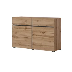 Garnero Arredamenti Credenze Moderne|Madie Moderne-Madia 120x78h cm 2 ante 2 cassetti moderna nero Lolla Rovere