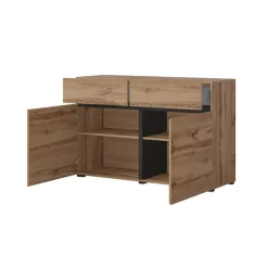 Garnero Arredamenti Credenze Moderne|Madie Moderne-Madia 120x78h cm 2 ante 2 cassetti moderna nero Lolla Rovere