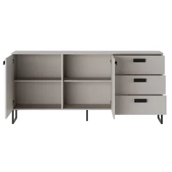 Garnero Arredamenti Madie Moderne|Madie Moderne-Madia 184x87h cm 2 ante 3 cassetti moderna beige cashmere nero Casmira