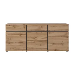 Garnero Arredamenti Credenze Moderne|Madie Moderne-Madia 180x78h cm 3 ante 3 cassetti moderna nero Lolla Rovere